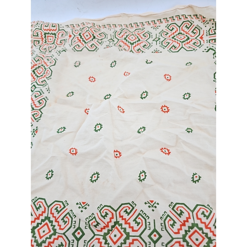 Vintage Geometric Pattern Cotton Bandana - Picture 3 of 5
